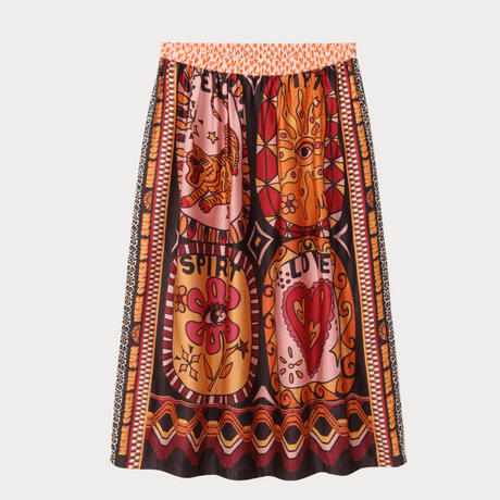 Vanessa Printed Midi Sunset Skirt - “Fierce Spirit “Me369SKIRT