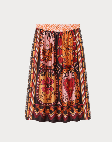 Vanessa Printed Midi Sunset Skirt - “Fierce Spirit “Me369SKIRT