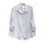 Vichy cotton gauze shirt: Sky blueMOONSUNshirt