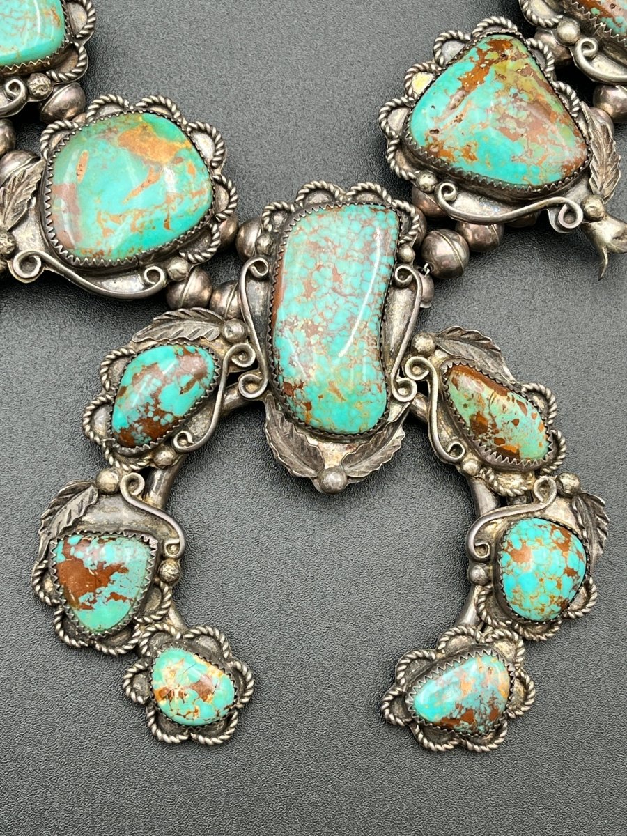 Vintage Navajo Turquoise Squash Blossom (1970s)ZiabirdNECKLACES