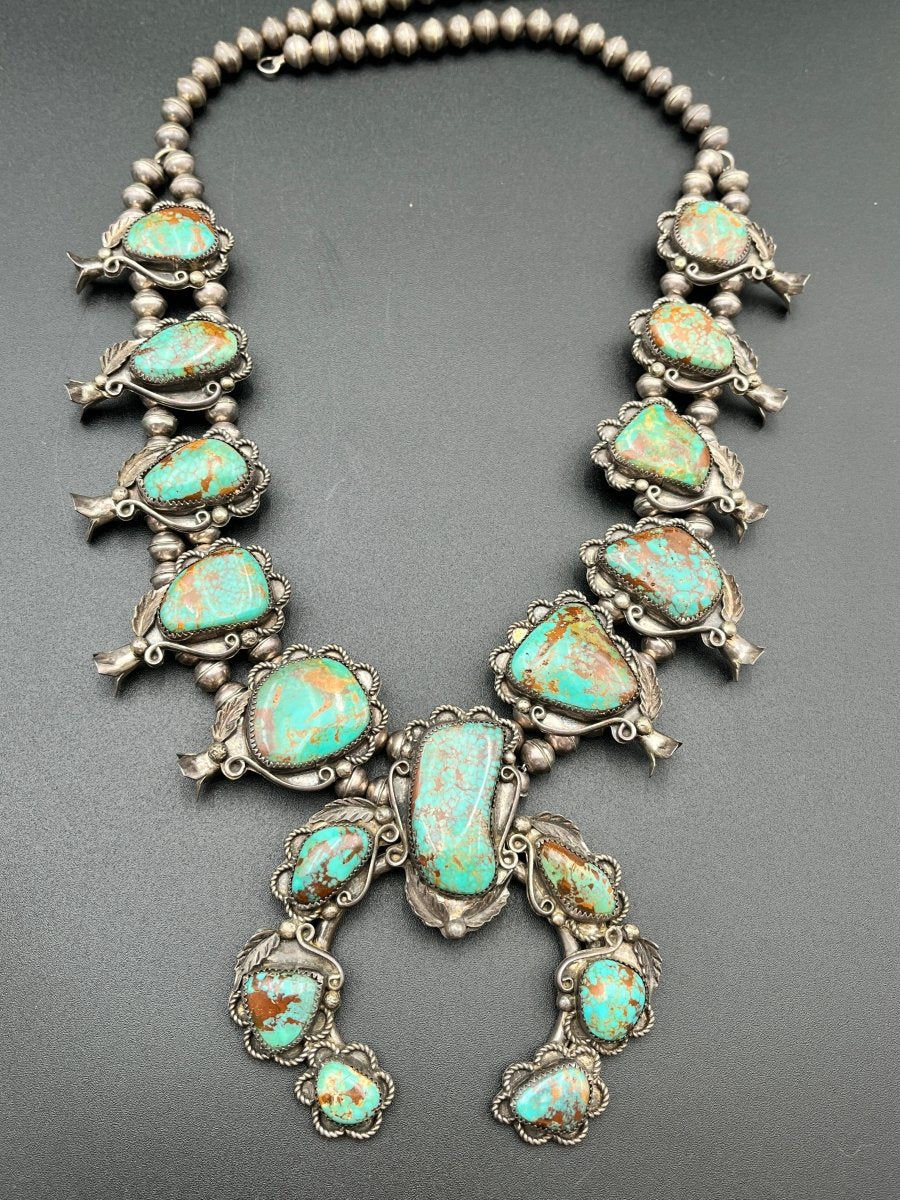 Vintage Navajo Turquoise Squash Blossom (1970s)ZiabirdNECKLACES