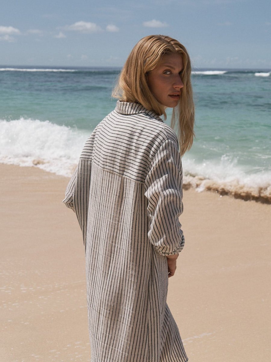 Voyage Shirt Dress - Black StripesThe HandloomDress