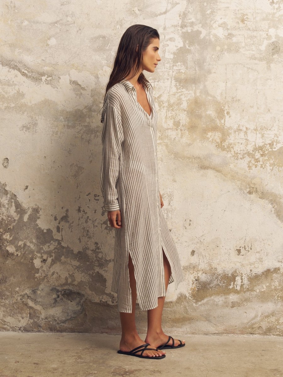 Voyage Shirt Dress - Black StripesThe HandloomDress