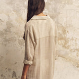 Voyage Shirt Dress - Khaki Green StripesThe HandloomDress