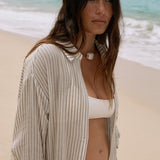 Voyage Shirt Dress - Khaki Green StripesThe HandloomDress