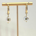 White Coin Pearl With Peridot Center On 14Kgf Hoop EarringsBeth ZinkEARRINGS