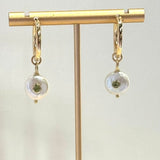 White Coin Pearl With Peridot Center On 14Kgf Hoop EarringsBeth ZinkEARRINGS