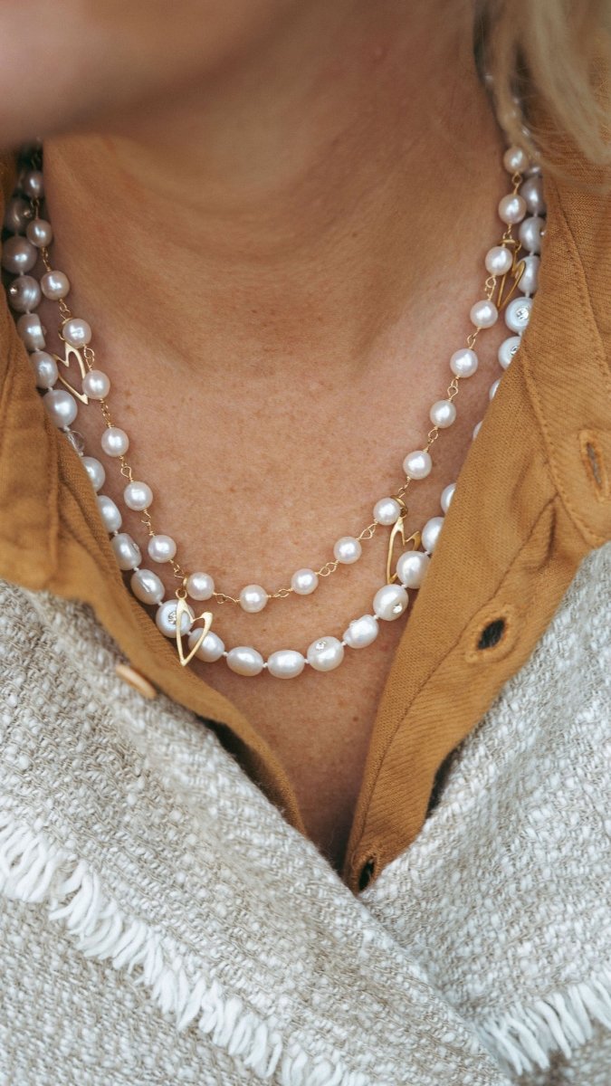 White Freshwater Pearl & Crystal NecklaceDebra PyeattNECKLACES