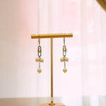 White Freshwater Pearls on two Oxidized Sterling Paperclip links on 14kgf Leverback EarringsBeth ZinkEARRINGS