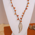 Wing Pendant & Carnelian Beaded NecklaceMelody Vintage JewelryNecklace