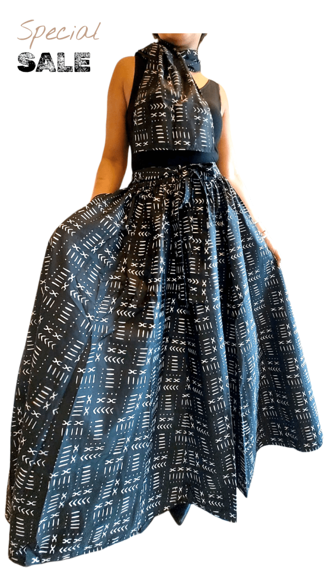 Woman Maxi Skirt/ Ankara Black Tribal PrintIndia BatikSKIRT