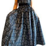 Woman Maxi Skirt/ Ankara Black Tribal PrintIndia BatikSKIRT