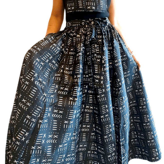 Woman Maxi Skirt/ Ankara Black Tribal PrintIndia BatikSKIRT