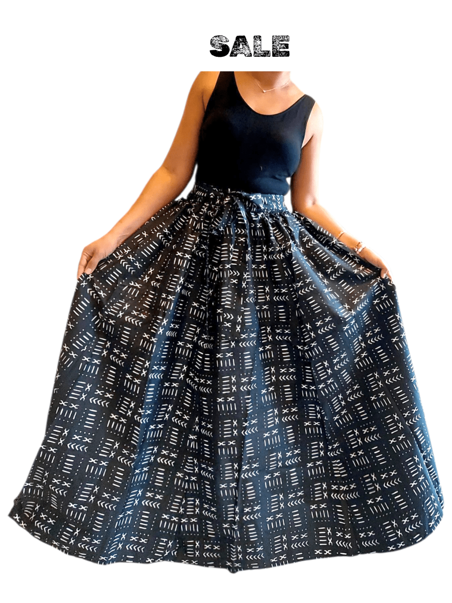 Woman Maxi Skirt/ Ankara Black Tribal PrintIndia BatikSKIRT