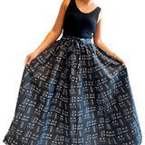 Woman Maxi Skirt/ Ankara Black Tribal PrintIndia BatikSKIRT