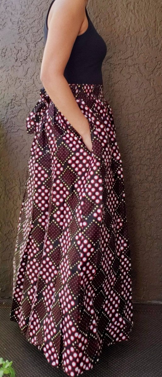 Women Long maxi Skirt - Black/Red/YellowIndia BatikSKIRT