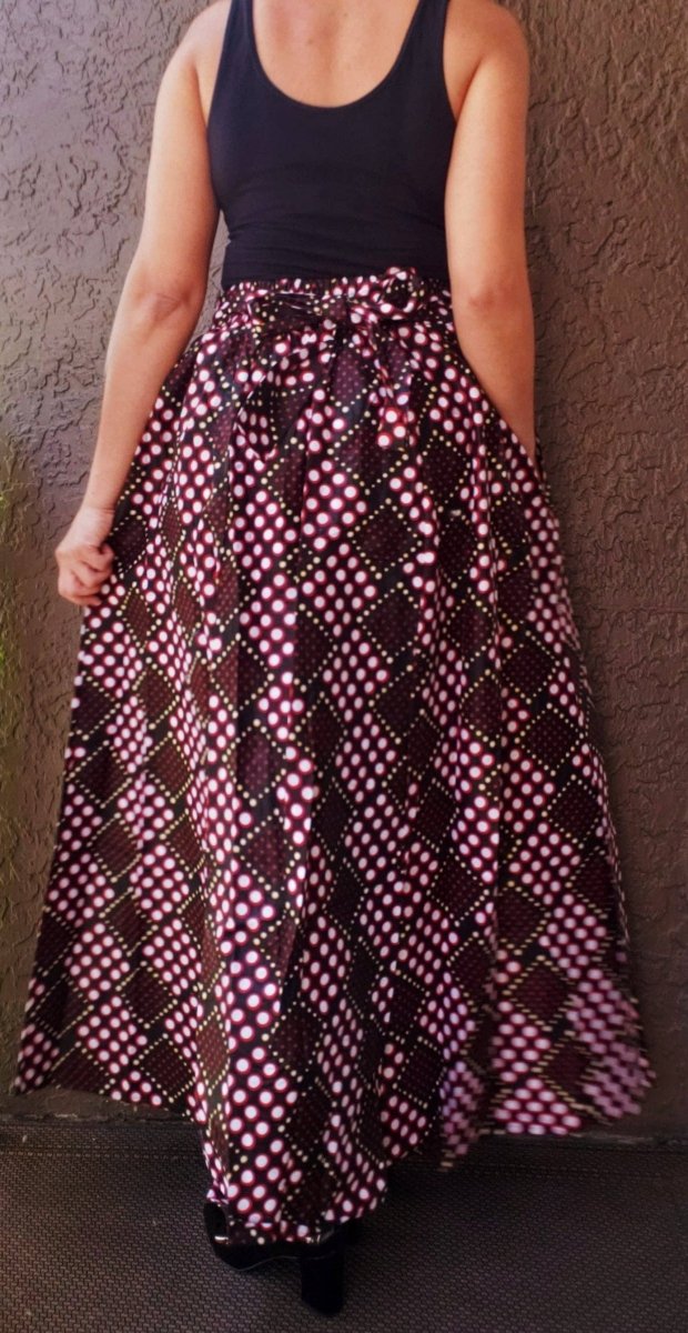 Women Long maxi Skirt - Black/Red/YellowIndia BatikSKIRT