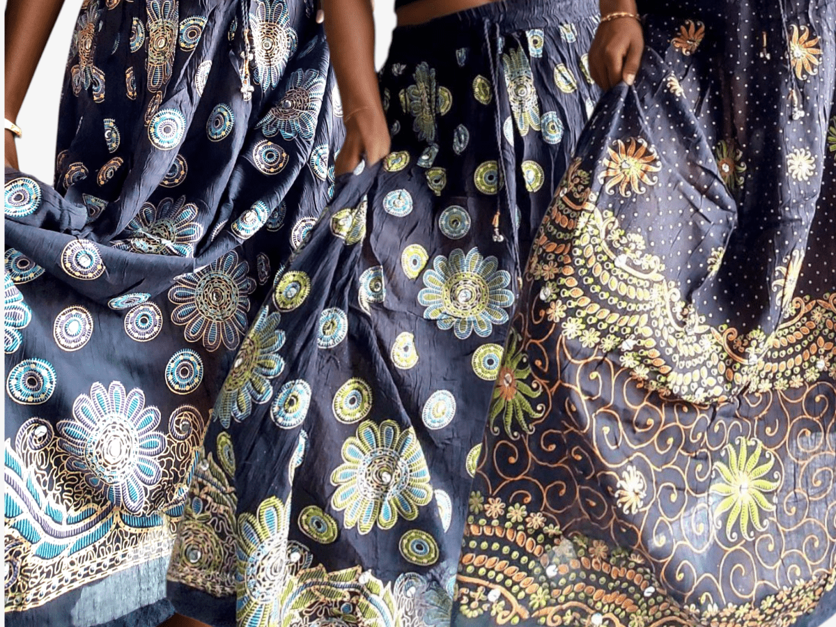 Women Sequin Wrinkled SkirtIndia Batikskirt
