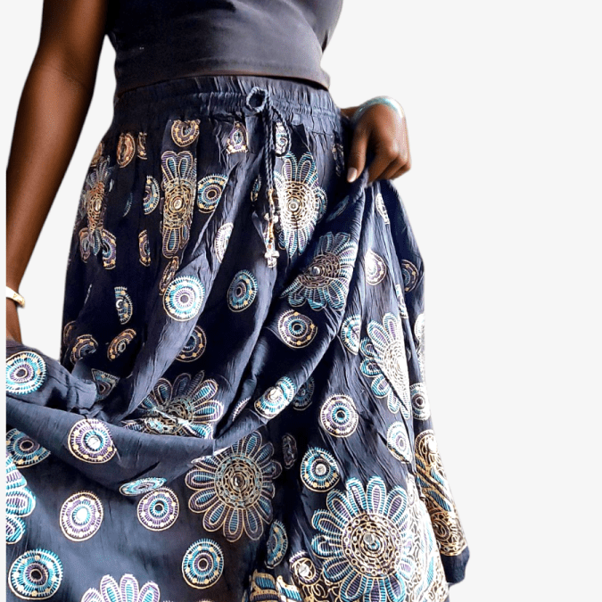 Women Sequin Wrinkled SkirtIndia Batikskirt