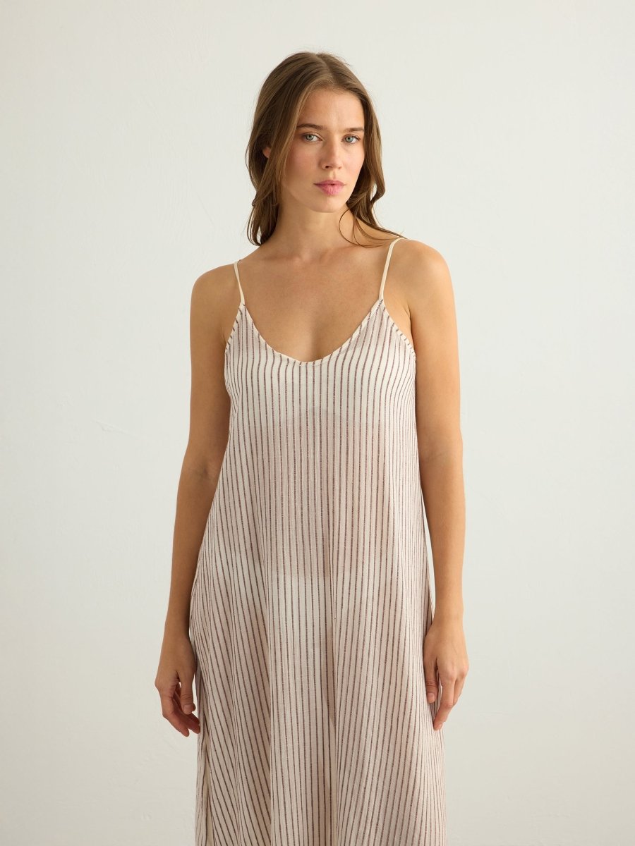 Yaz Dress - Burgundy StripesThe HandloomDress