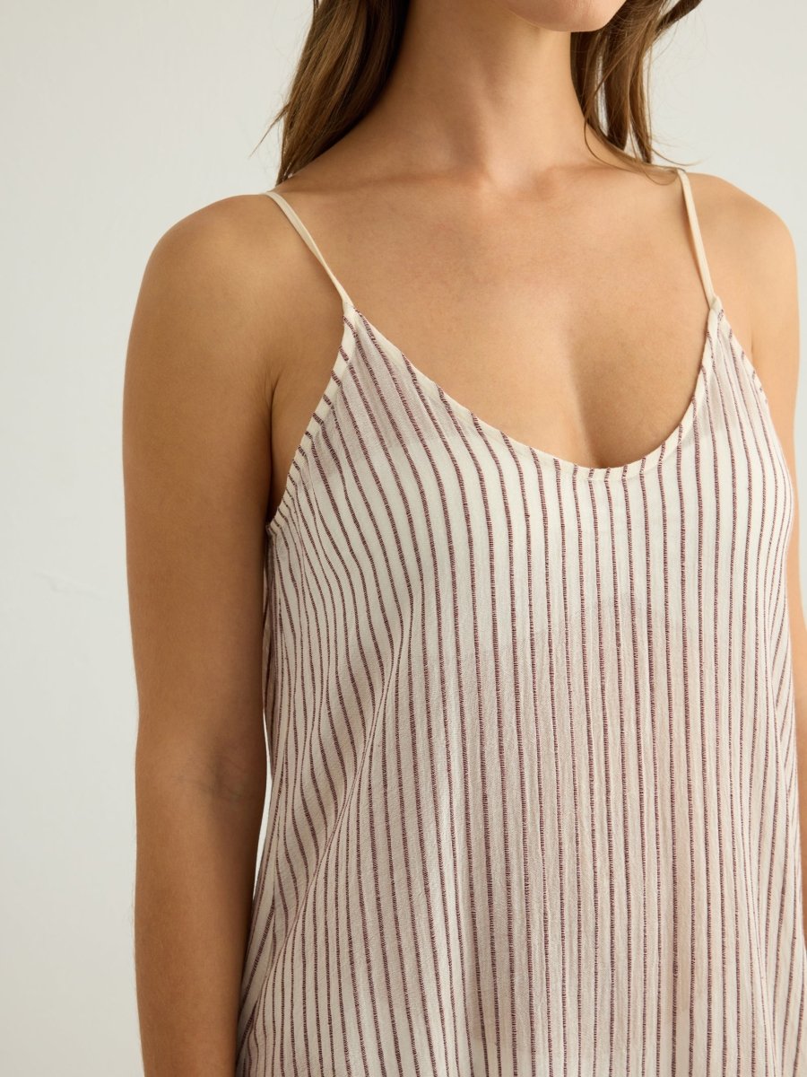 Yaz Dress - Burgundy StripesThe HandloomDress