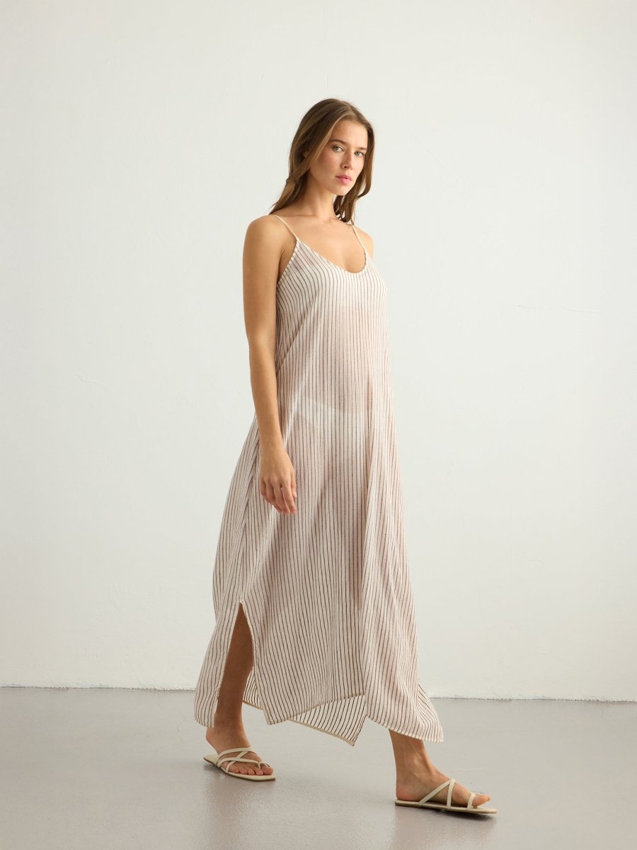 Yaz Dress - Burgundy StripesThe HandloomDress