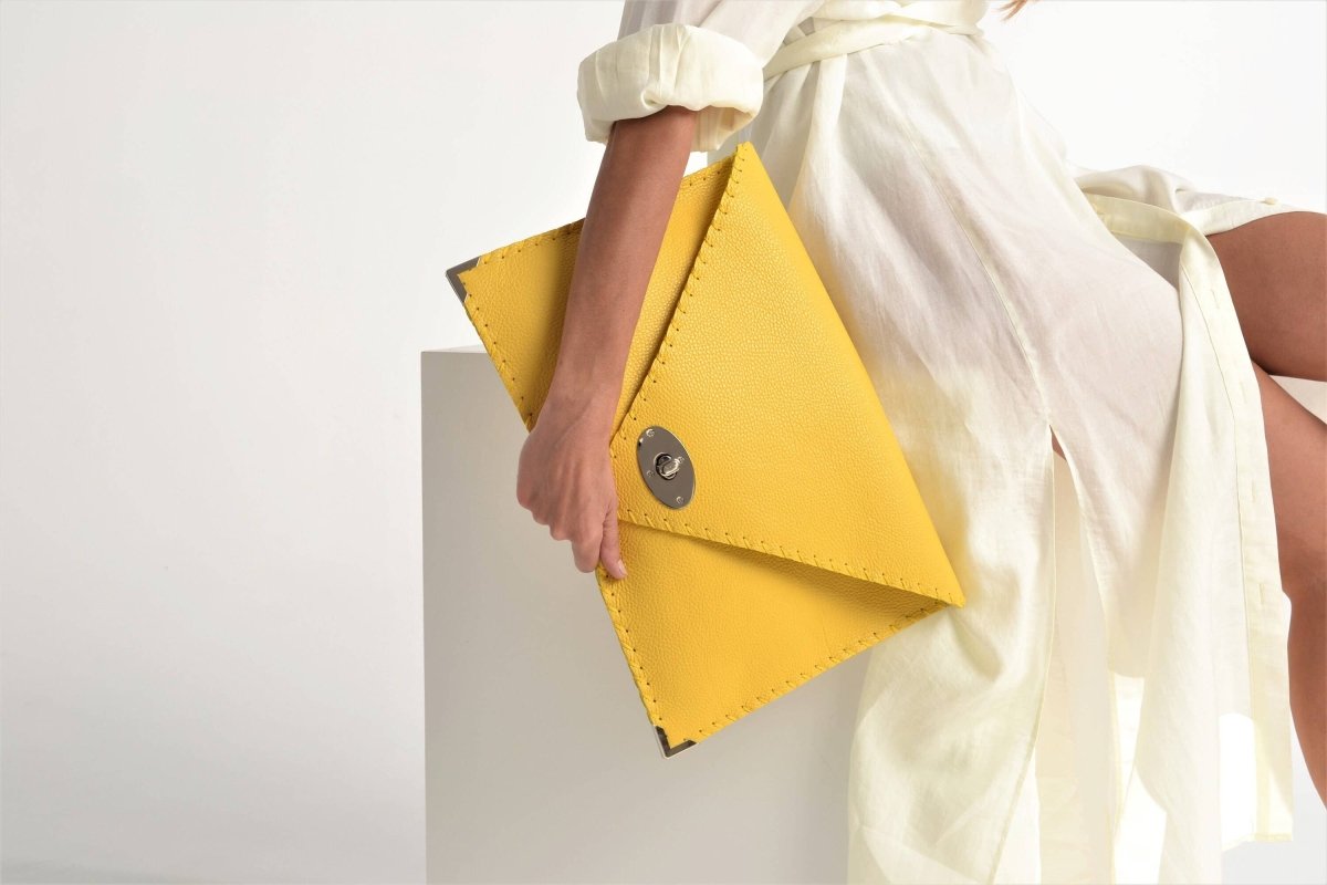 Yellow Leather ClutchANA KOUTSIBAGS