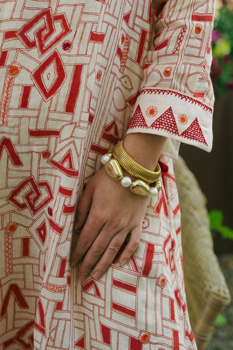 Zainab - Kuba Tomato with Tomato EmbroideryAlamwarDRESS