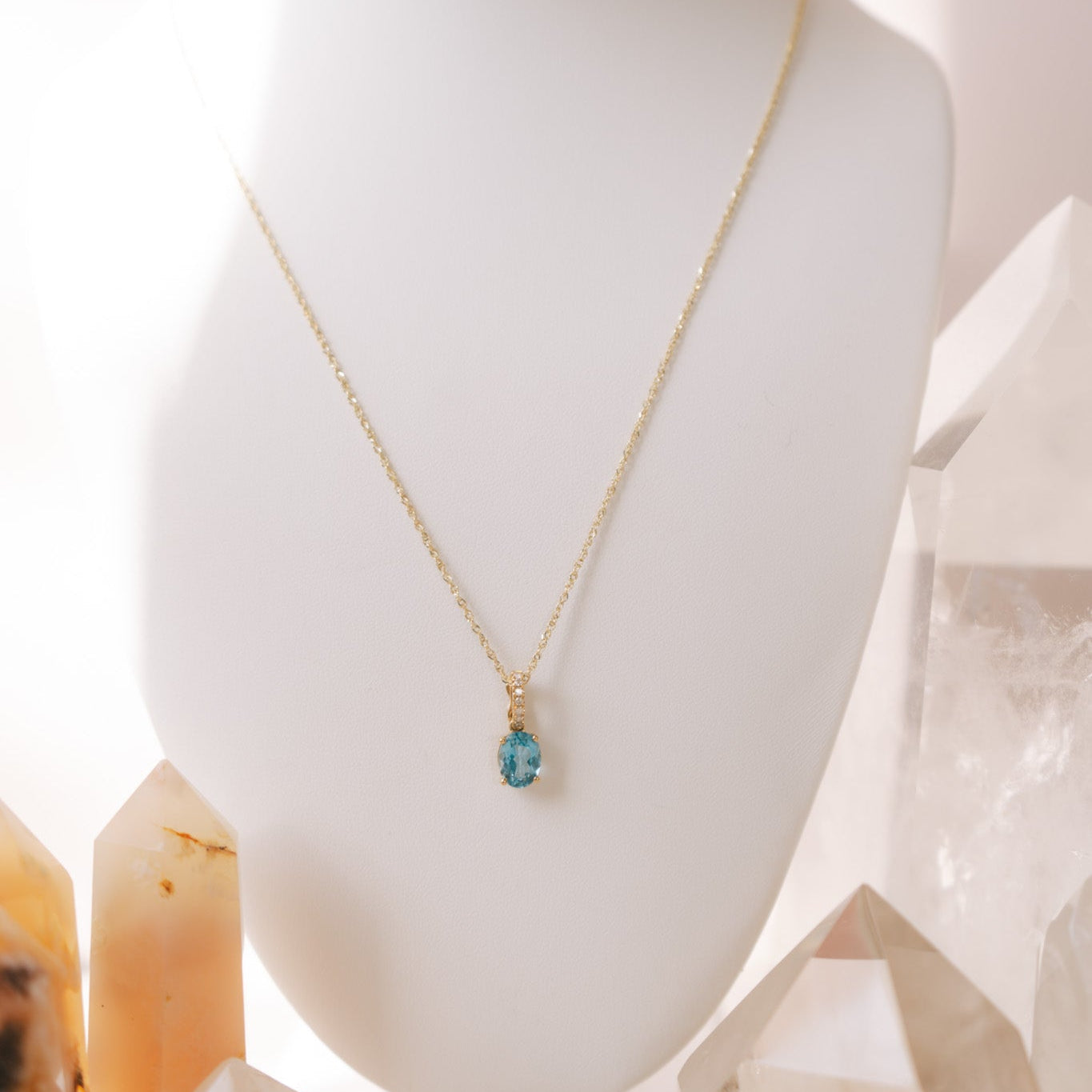 14k Oval Topaz & Diamond NecklaceZiabird Private LabelNecklaces
