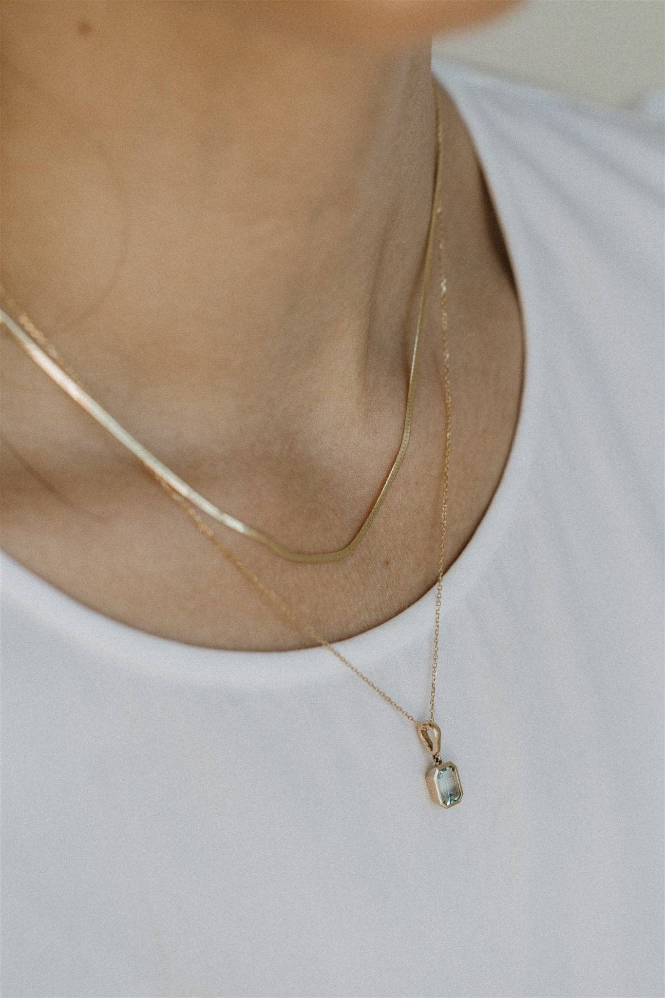 14k Solid Gold Herringbone Chain (2 Lengths)WellereeNecklaces