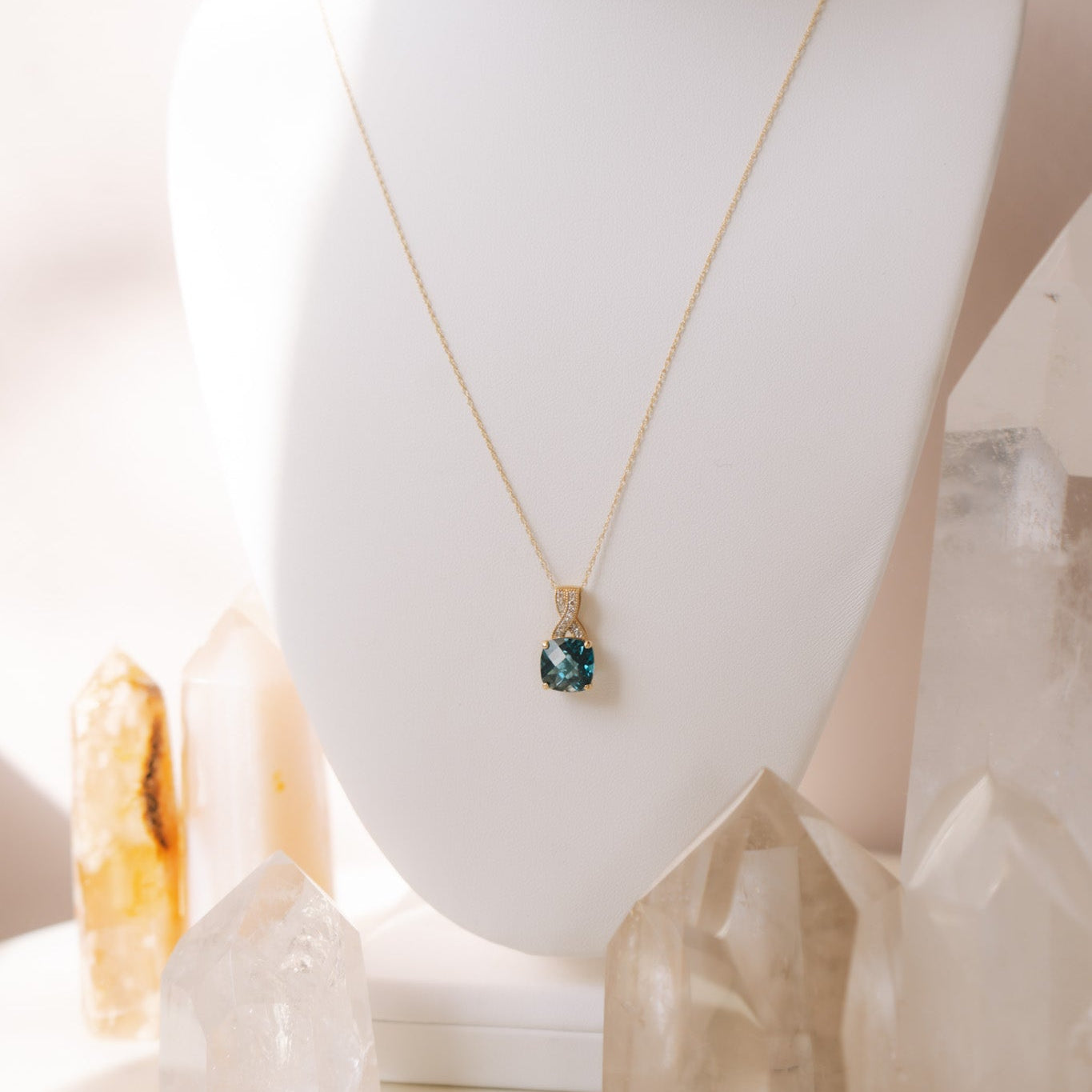 14kt Blue Topaz & Diamond NecklaceZiabird Private LabelNecklaces