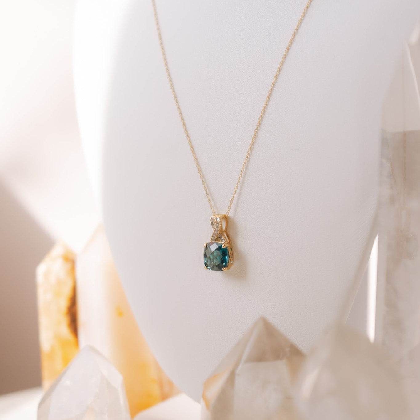 14kt Blue Topaz & Diamond NecklaceZiabird Private LabelNecklaces