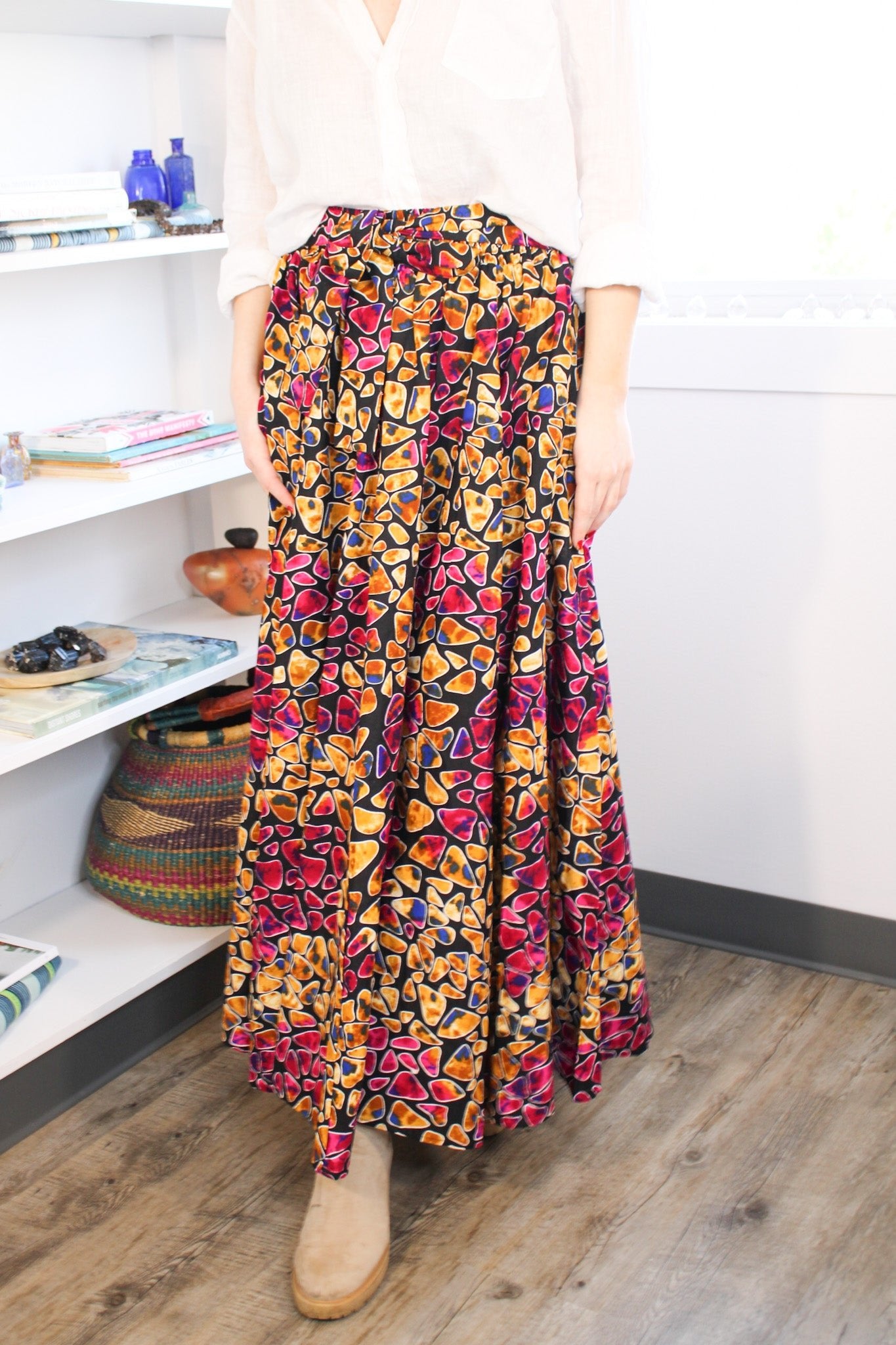 African Wax Cotton Skirt - Black/RedRare FindsSkirt