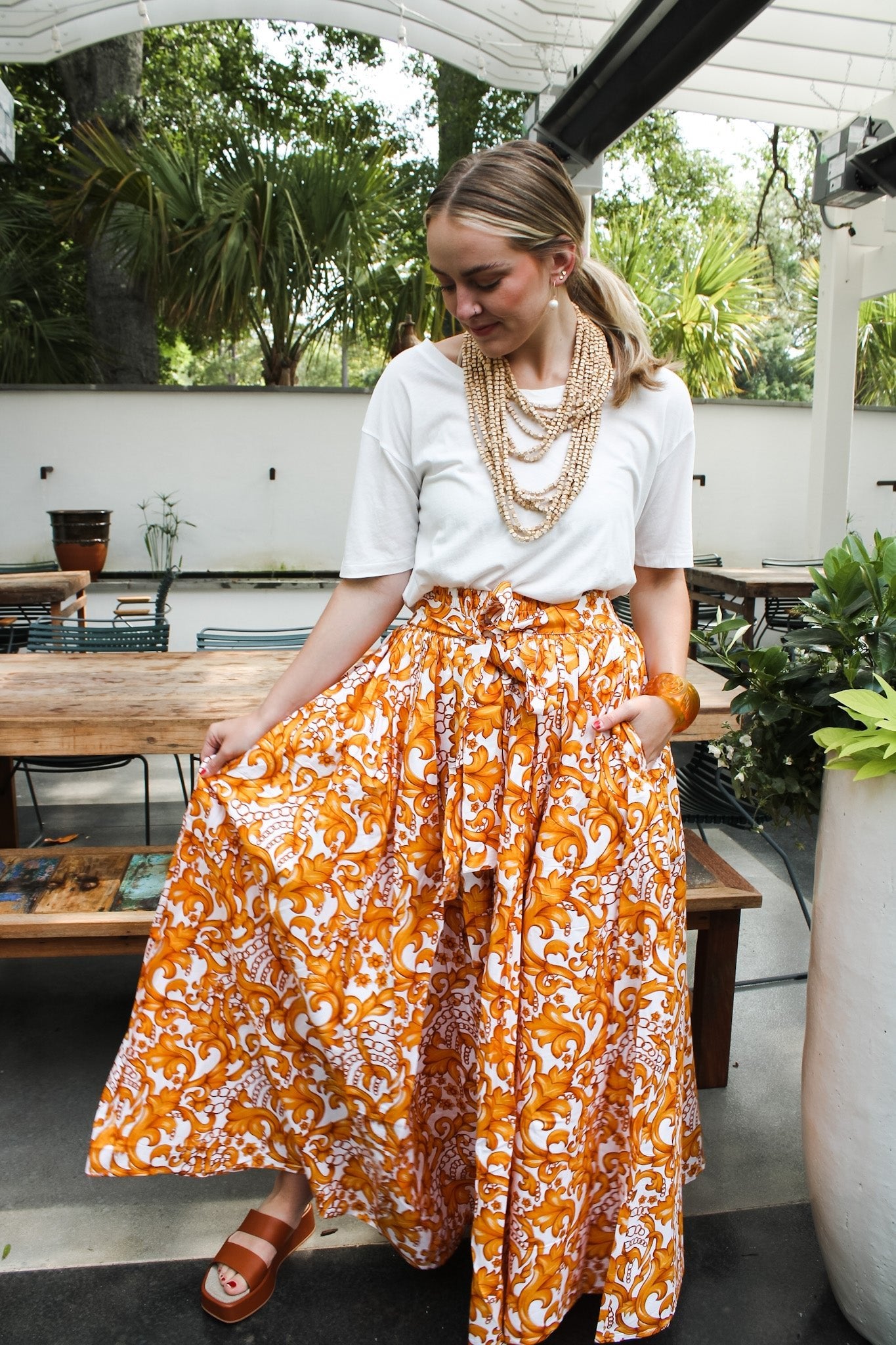 African Wax Cotton Skirt- Gold/ FloralRare FindsSkirt