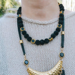 Black Velvet & Gold Octagonal Bead Necklace 16BHBella Smith DesignsNecklaces