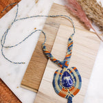 Blue and Orange Macrame Necklace with Sodalite StoneAdaArtNecklace