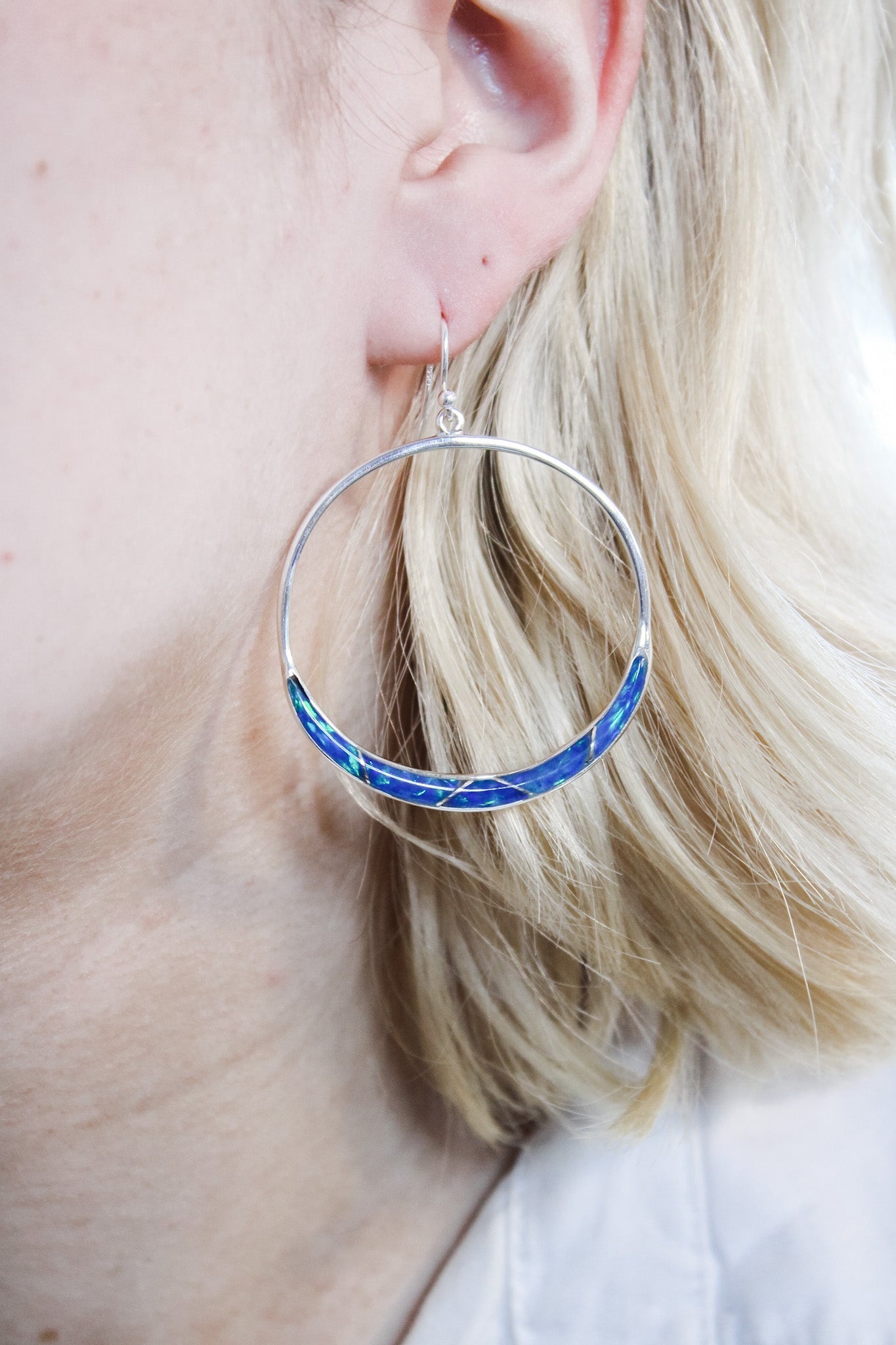 Blue Opal Hoop EarringsEd LohmanEarrings