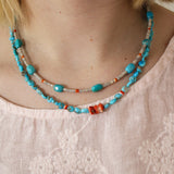 Blue Turquoise & Shell Boho NecklaceRare FindsNecklaces