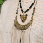 Brass & Taupe Leather Tassel Necklace 10LHBella Smith DesignsNecklaces
