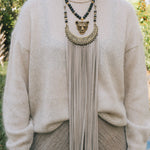 Brass & Taupe Leather Tassel Necklace 10LHBella Smith DesignsNecklaces