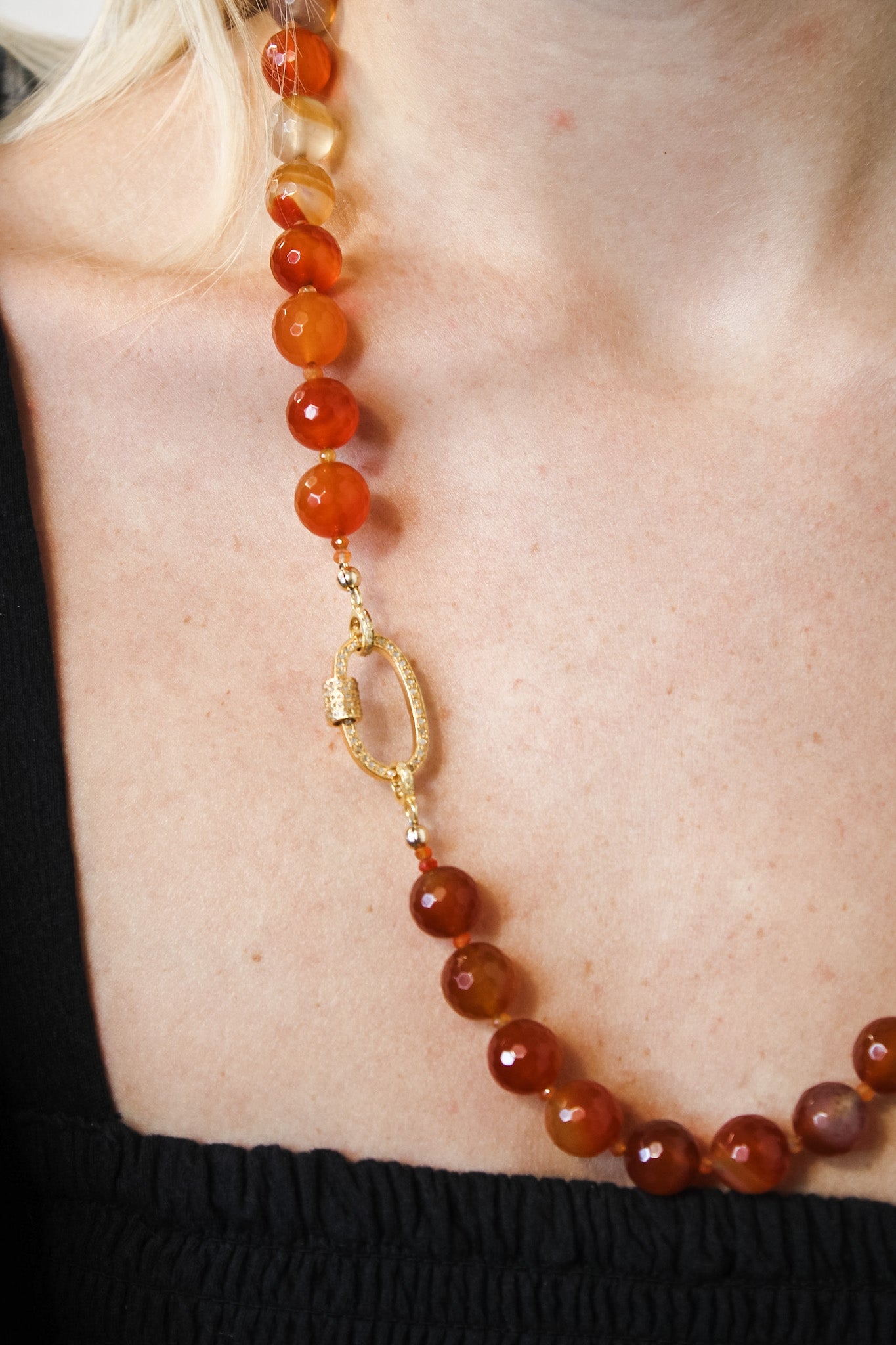 Carnelian Statement Diamond Lock NecklaceBeth ZinkNecklaces