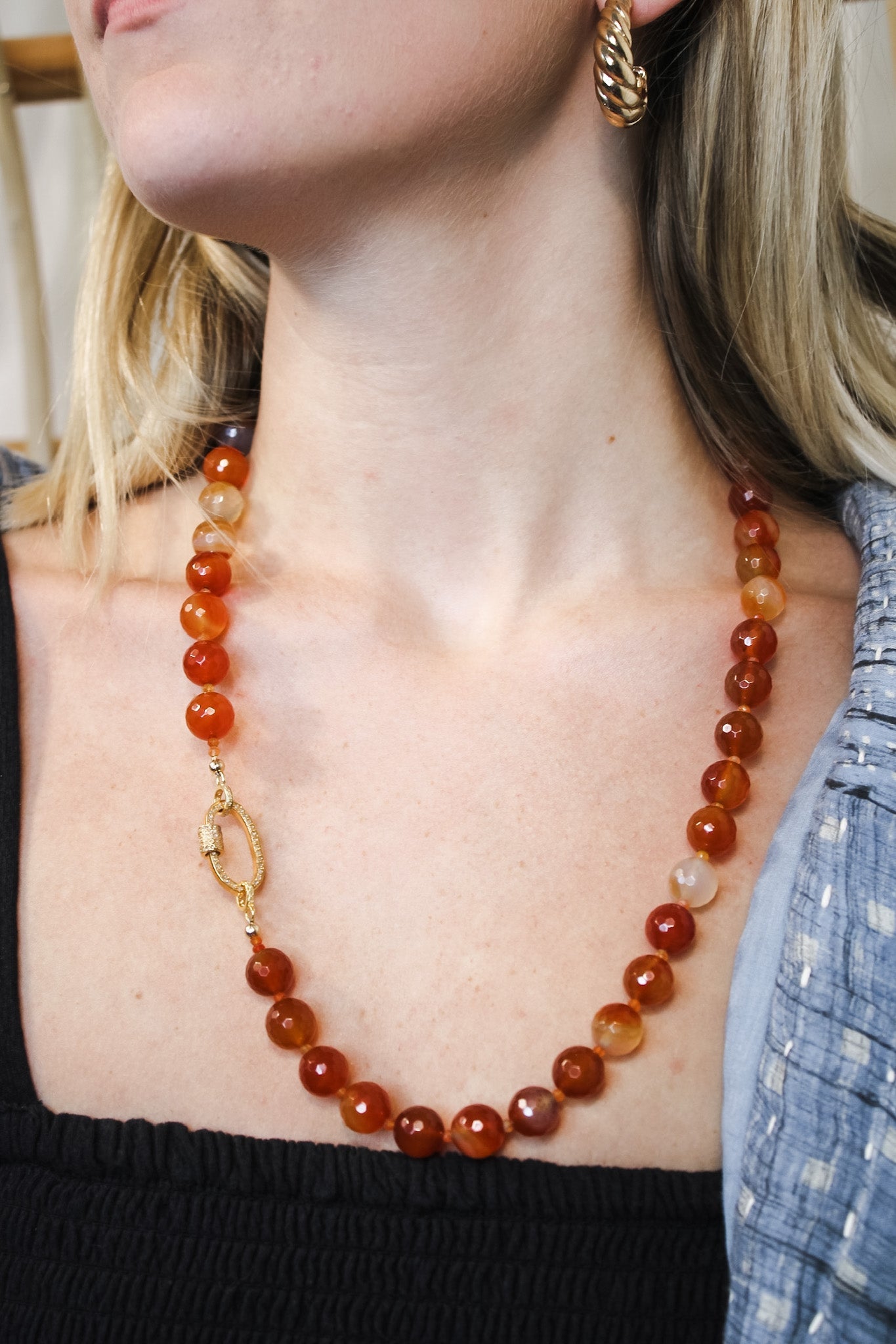 Carnelian Statement Diamond Lock NecklaceBeth ZinkNecklaces