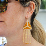 Chain Fringe Triangle Earrings - HessoniteDebra PyeattEarrings