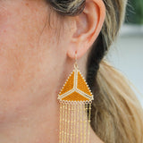 Chain Fringe Triangle Earrings - HessoniteDebra PyeattEarrings
