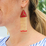 Chain Fringe Triangle Earrings - Red CoralDebra PyeattEarrings
