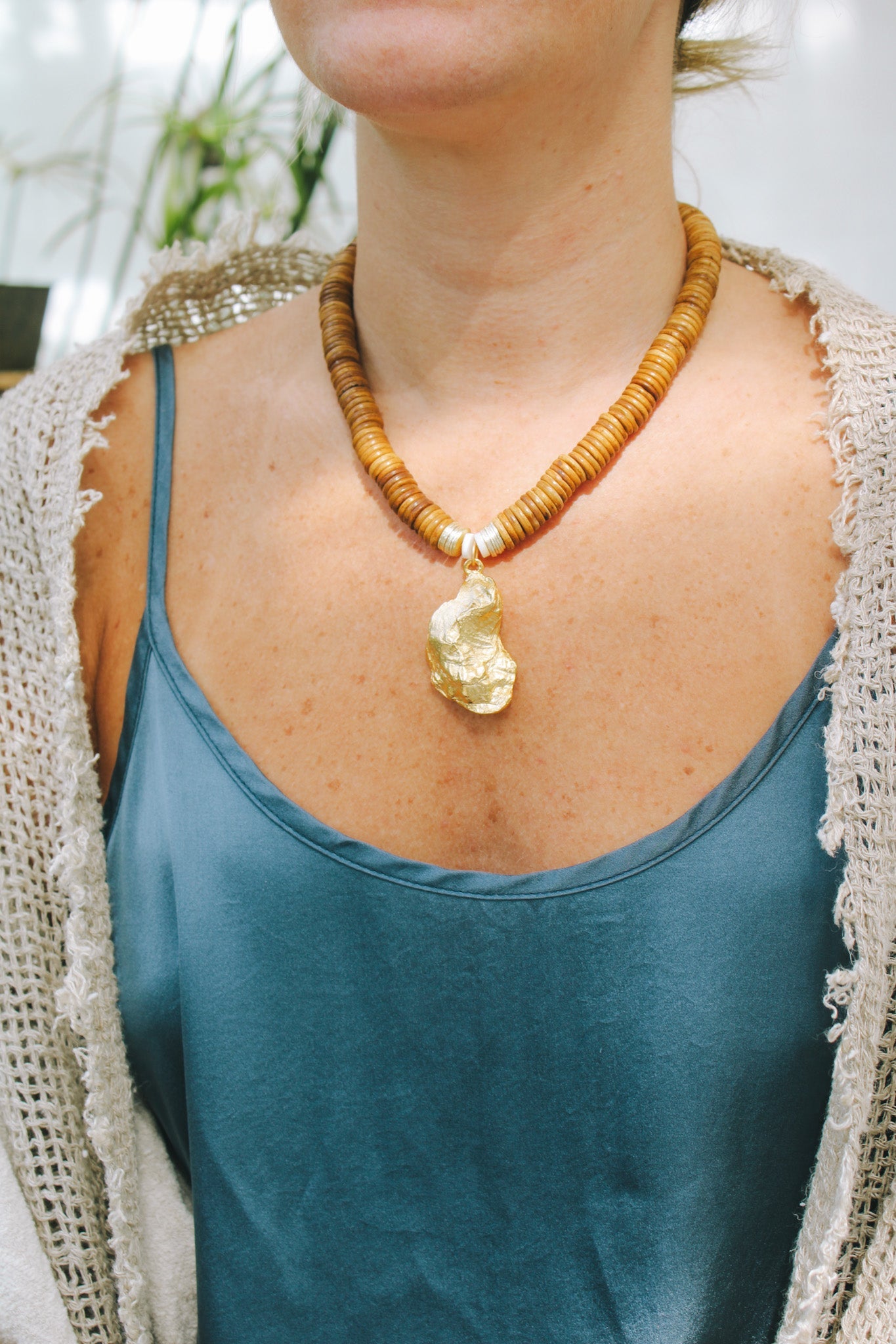 Coconut Bead & Oyster Medallion NecklaceRobin JacksonNecklace
