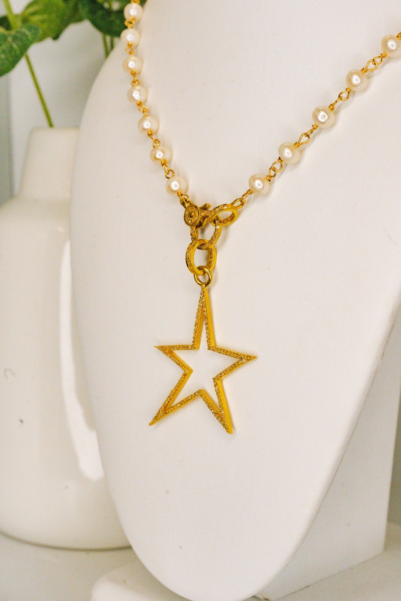 Diamond Star Pendant on Freshwater PearlsBeth ZinkNecklace