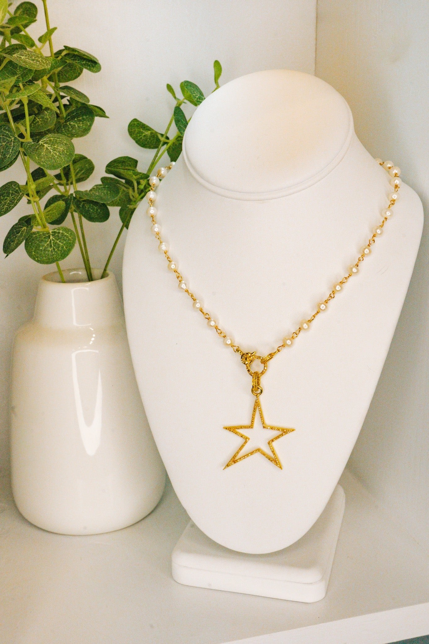 Diamond Star Pendant on Freshwater PearlsBeth ZinkNecklace
