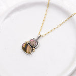 Duo Necklace (D) ◇ Faceted Tourmaline ◇ Silver + 14k GoldMAHKANecklace