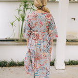 Floral Print Cotton Dress - Pink/GreyThe Kimono HouseDresses